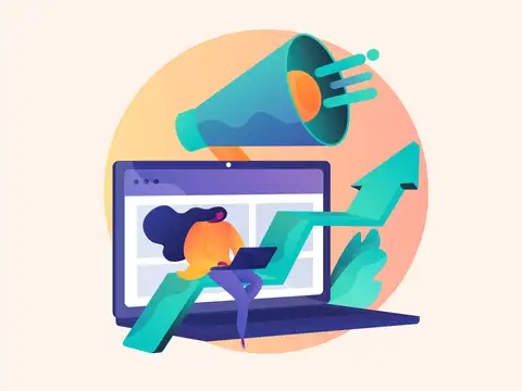 Diseño que representa cómo promocionar una tienda online y el aumento de las ventas