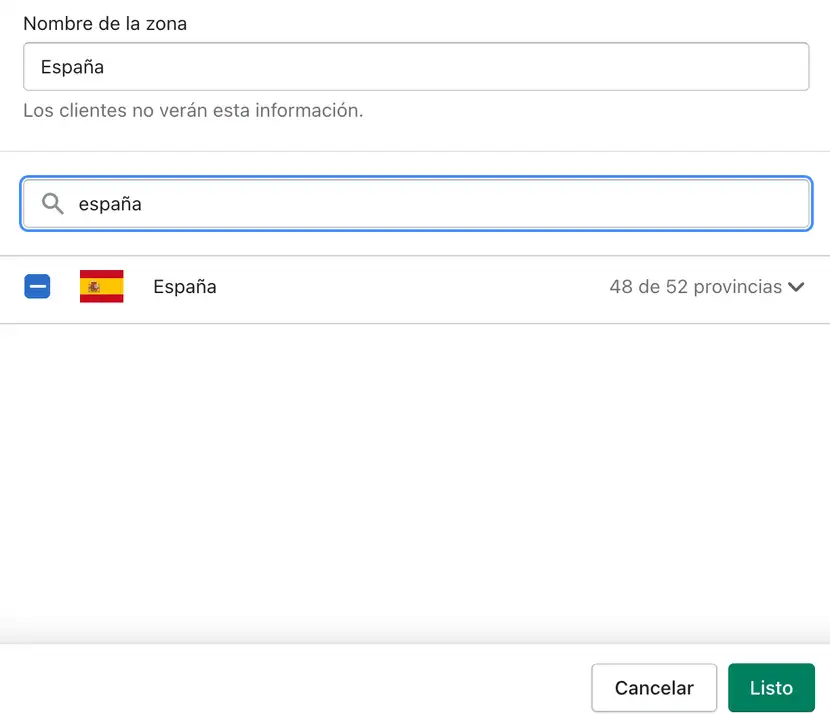 Métodos de envío en shopify configuración paso 4.