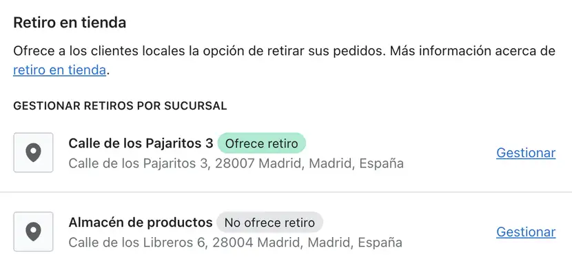 Métodos de envío en shopify configuración paso 10.