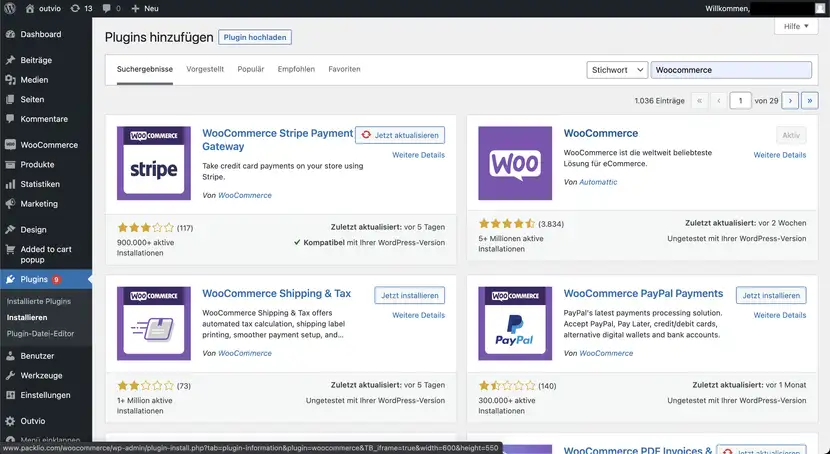 WooCommerce Plugin Seite