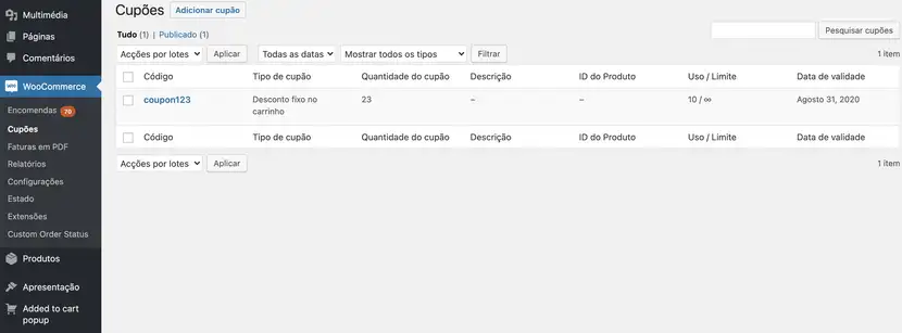 woocommerce cupoes de desconto