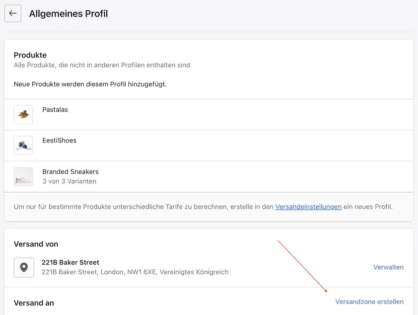 Shopify Versandzone erstellen
