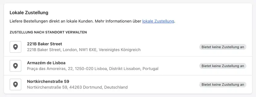 Lokale Zustellung konfigurieren