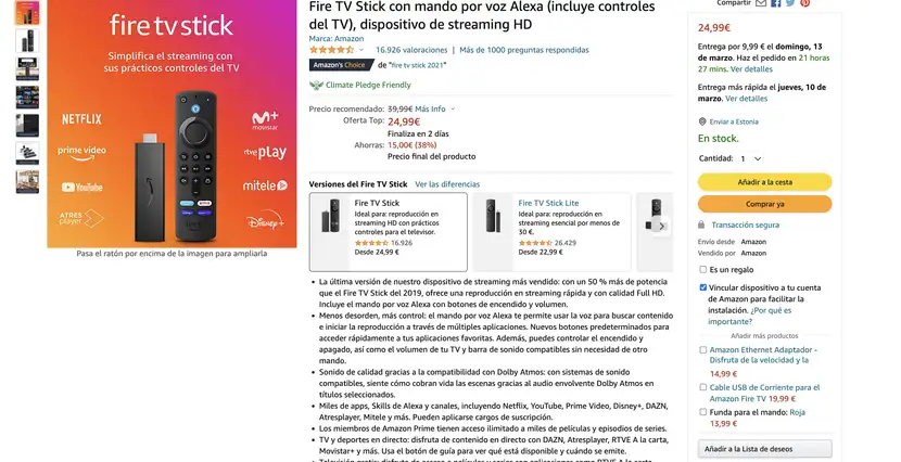 interfaz de amazon
