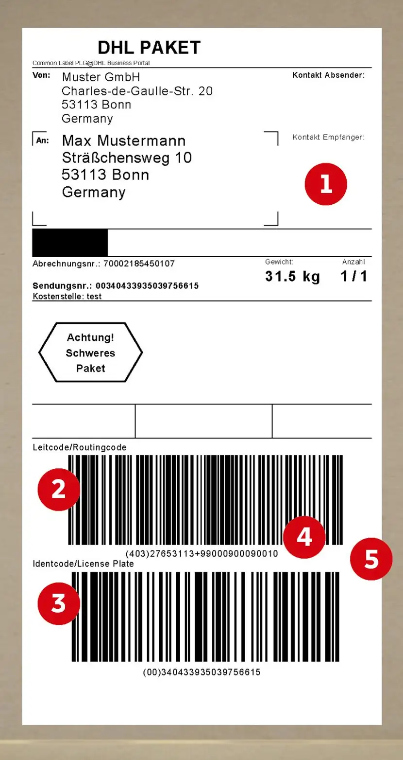 DHL Paket Versandetikett
