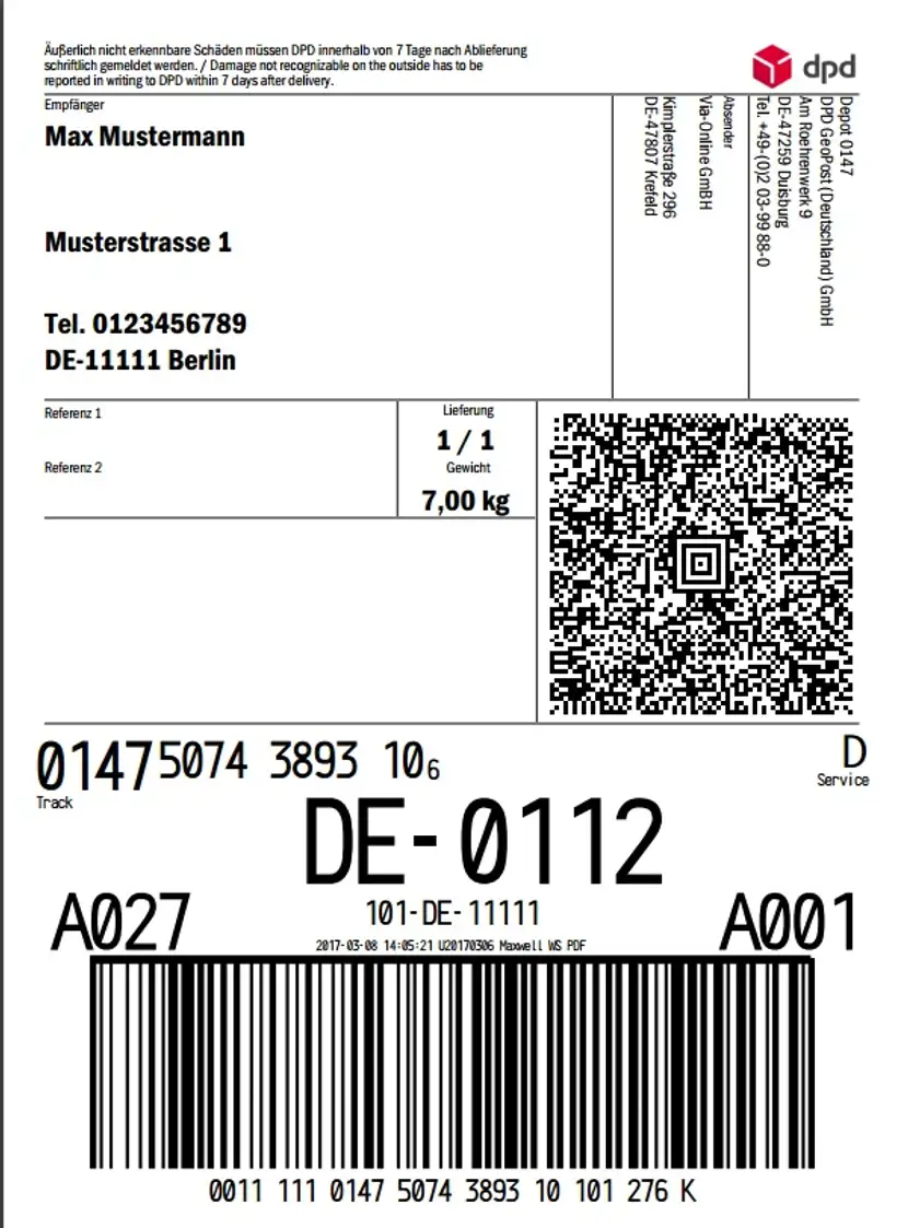 DPD Versandetikett