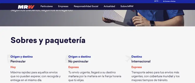 mrw empresa de transporte para tiendas online en españa