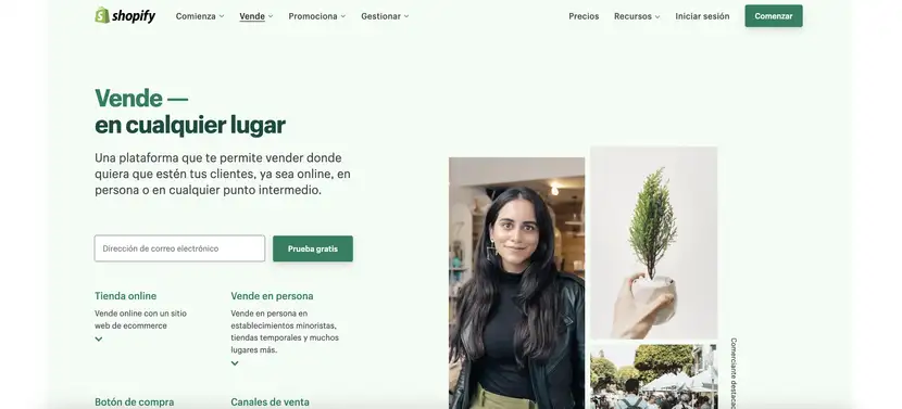 página web de shopify para tiendas online