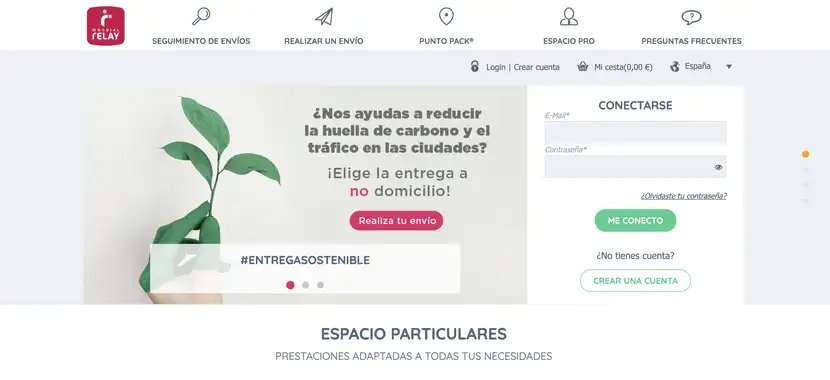 Página web de Mondial Relay para envíos eCommerce.