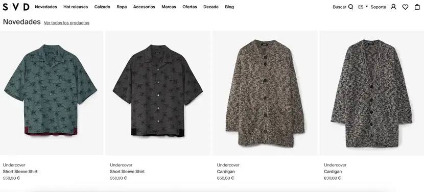 catálogo de productos de la tienda online si vas descalzo