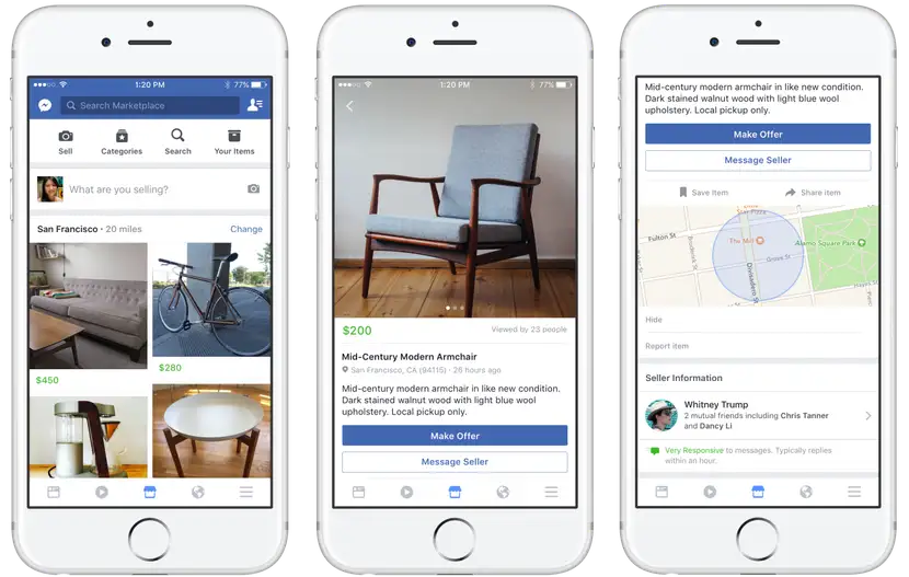 facebook marketplace w aplikacji Facebook