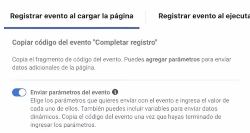 Configurar los parámetros y valores de los eventos