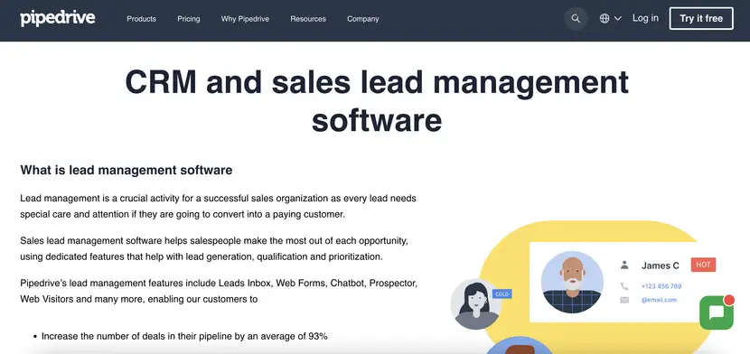 pipedrive is a software system that can be used to manage customer relations and leads