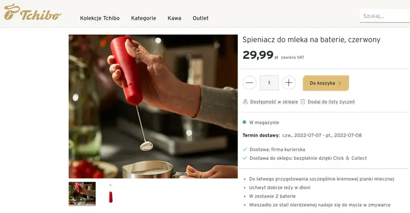 Przykład karty produktów Tschibo