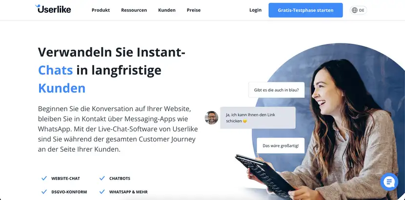 userlike ist ein Tool zur Erleichterung der Multi-Channel-Kommunikation.