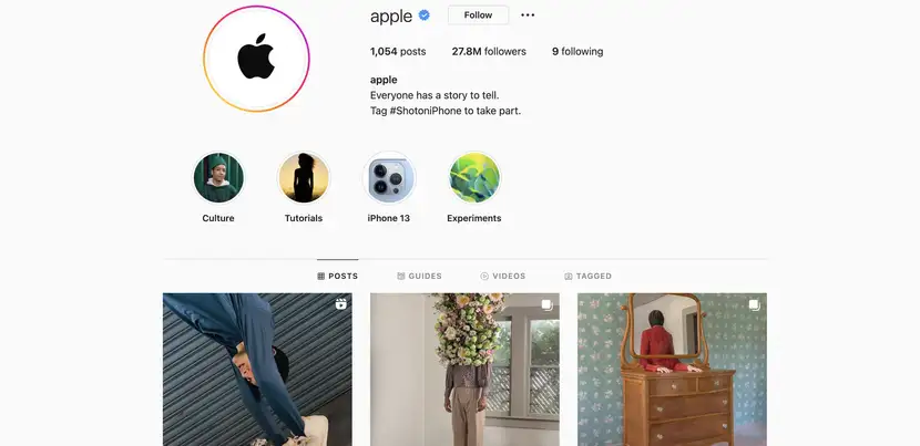 Cuenta de Instagram de Apple.