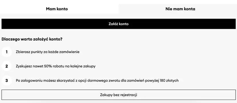 zakupy bez rejestracji w checkoucie sklepu internetowego