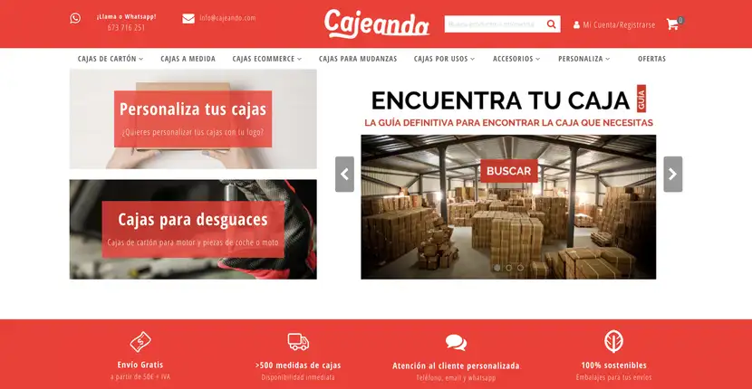 Empresa Cajeando de embalajes y packaging para eCommerce y tiendas online.