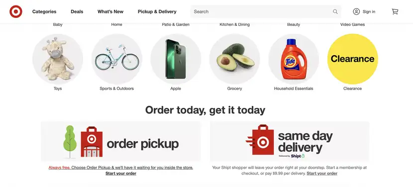 target knows the importance of bopis and promotes them on its website (order pickup)