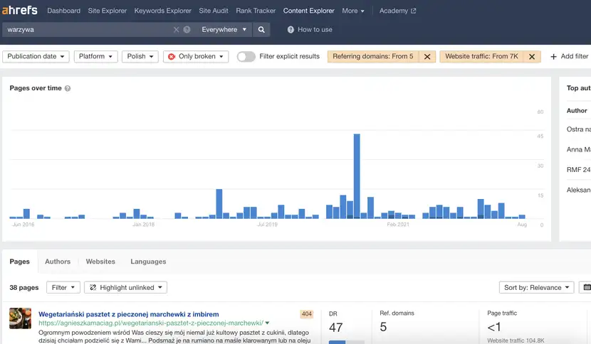 broken link building przykład