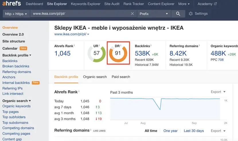 Domain rate na przykładzie sklepu IKEA