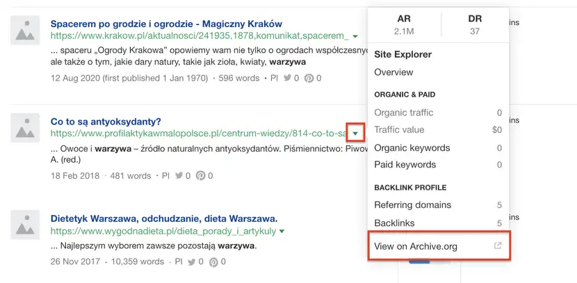 Przykład pozyskiwania linków poprzez broken link building i wykorzystanie Ahrefs