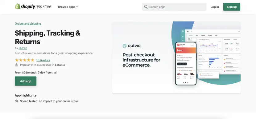 outvio's shopify app for online retailers