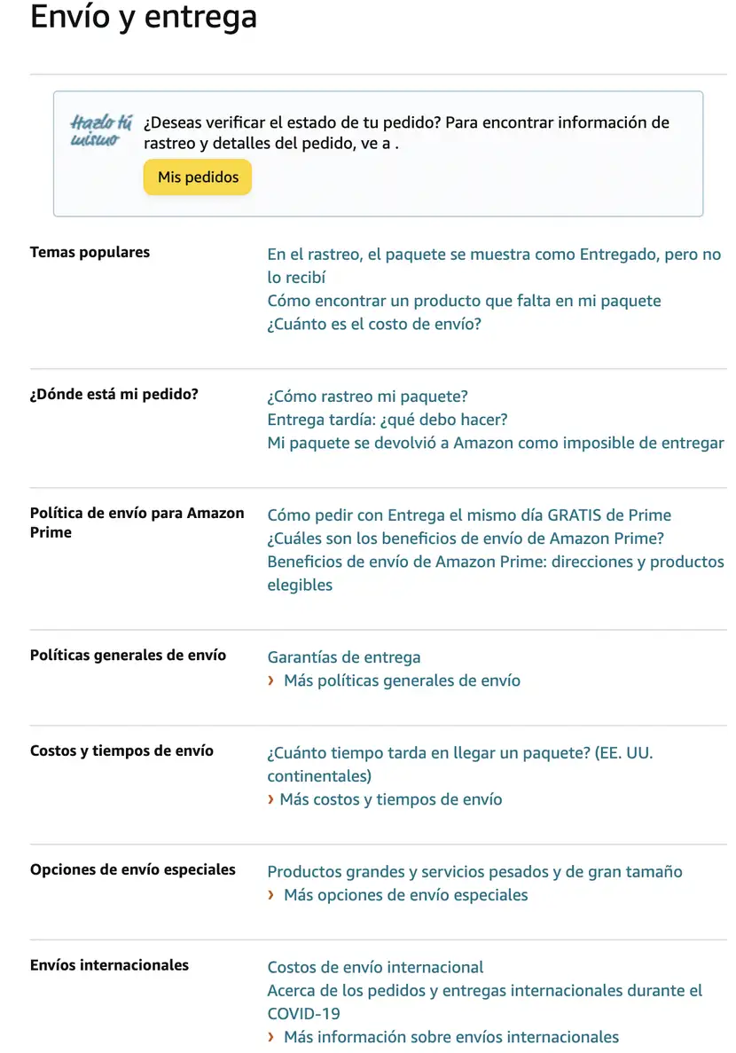 Política de envíos de Amazon.