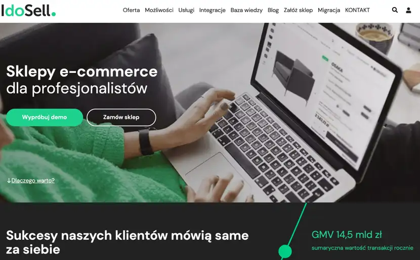 Strona główna platformy sprzedażowej IdoSell 