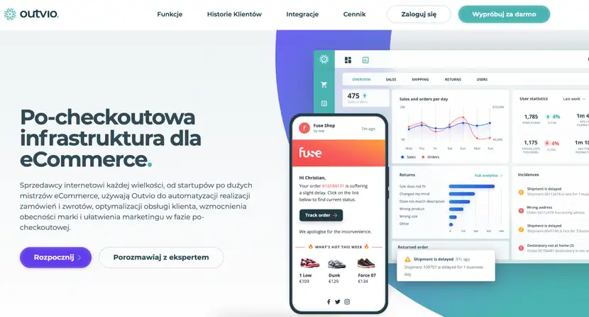 Strona główna Outvio, czyli narzędzia do automatyzacji workflow w eCommerce