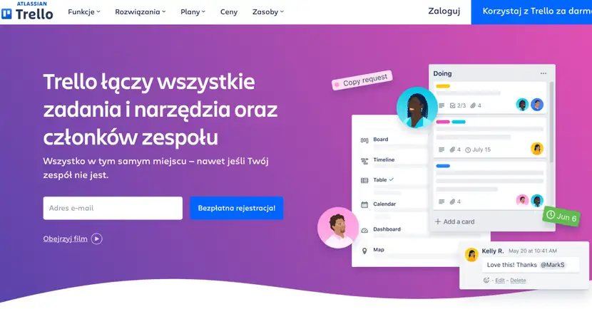 Strona główna Trello, narzędzia do automatyzacji procesów workflow