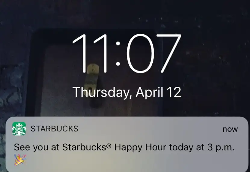 notificação push do starbucks
