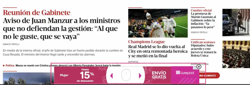 Banner emergente del eCommerce Liverpool.