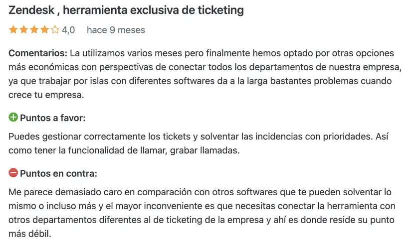 Opiniones de Zendesk