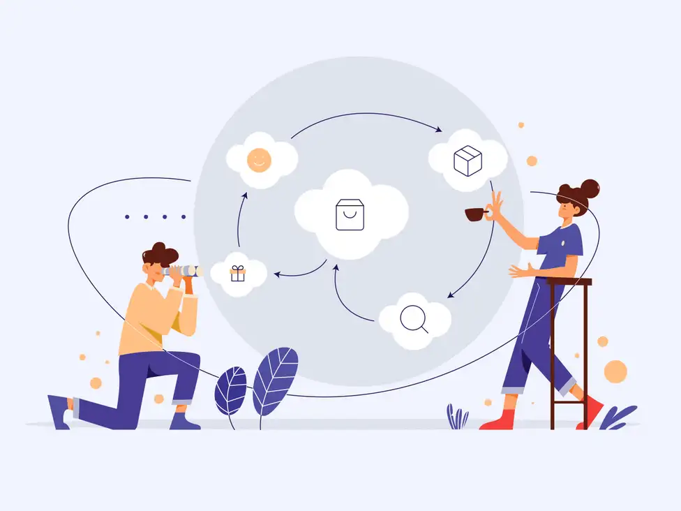 Przedsiębiorca przygląda się Customer Journey  swoich klientów, aby móc stworzyć lepszą strategię biznesową swojego eCommerce